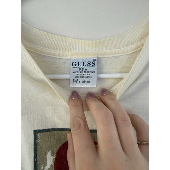 Vintage 90s GUESS Jeans USA Graphic T Shirt White Streetwear Tee Large - Picture 7 of 7
